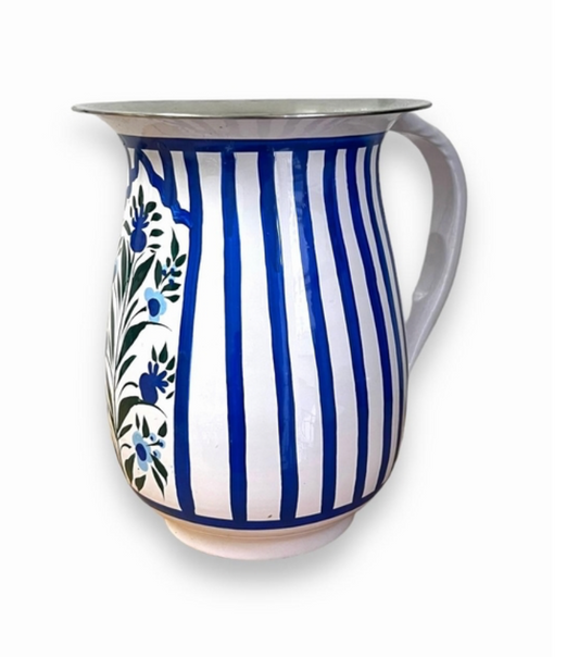 Brocca smaltata righe blu